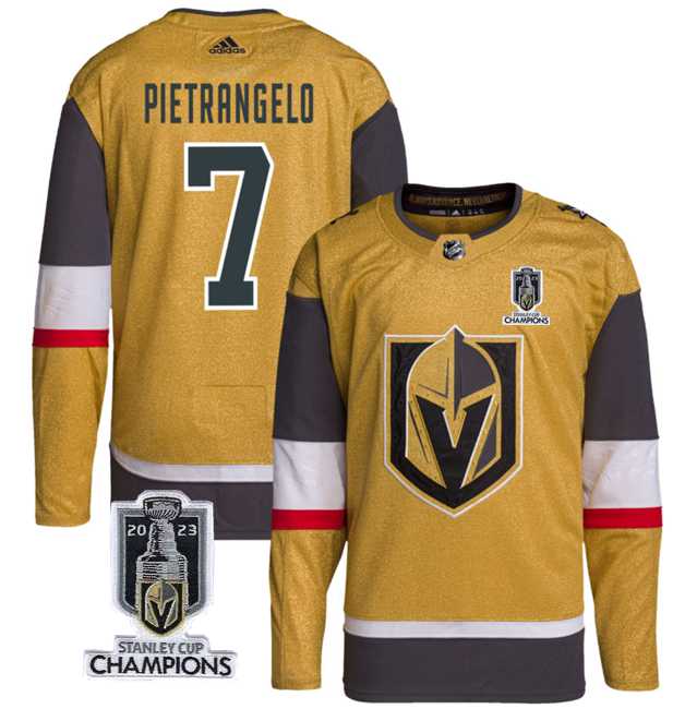 Mens Vegas Golden Knights #7 Alex Pietrangelo Gold 2023 Stanley Cup Champions Stitched Jersey->vegas golden knights->NHL Jersey